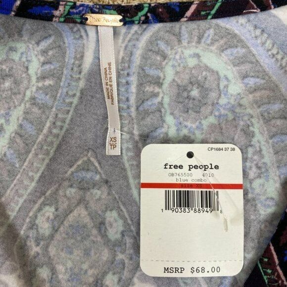 Free People Long Sleeve Bodysuit NEW Size Extra Small Blue - Picture 3 of 4